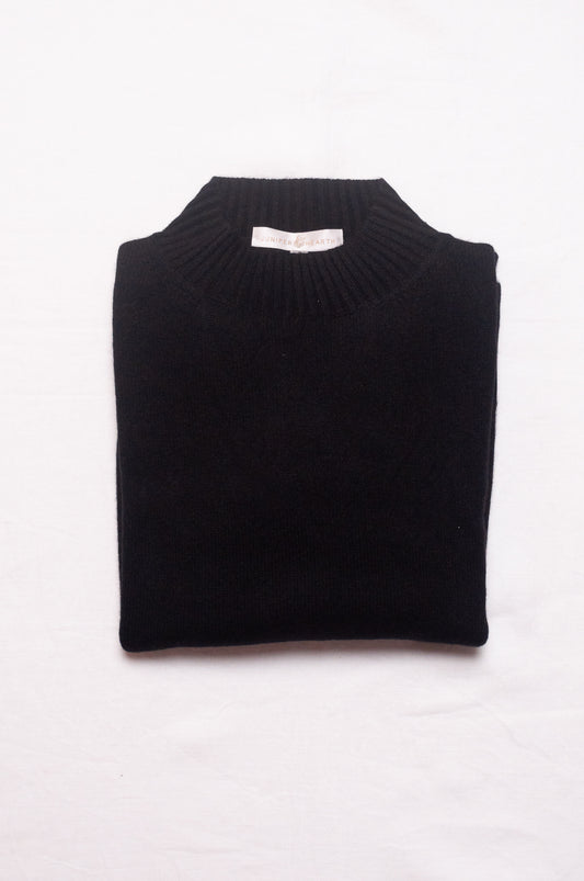 Juniper Hearth high neck turtleneck cashmere sweater in black.