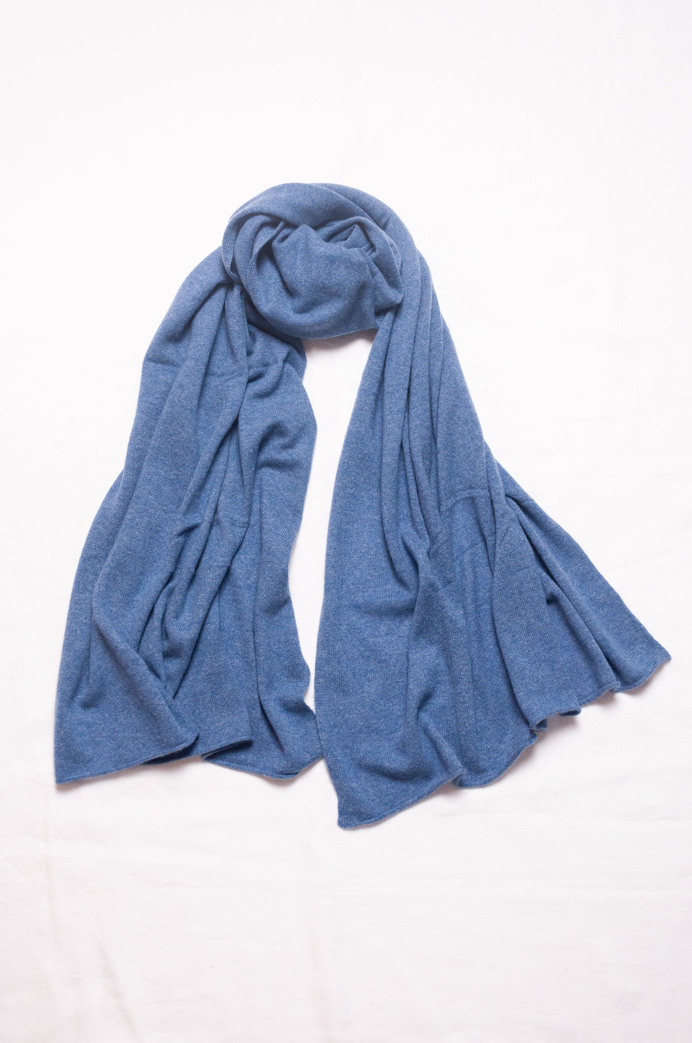 Juniper Hearth pure cashmere scarf in denim blue.