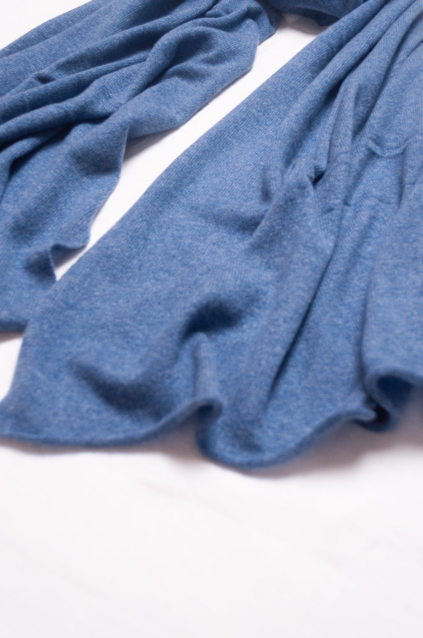 Juniper Hearth pure cashmere scarf in denim blue.
