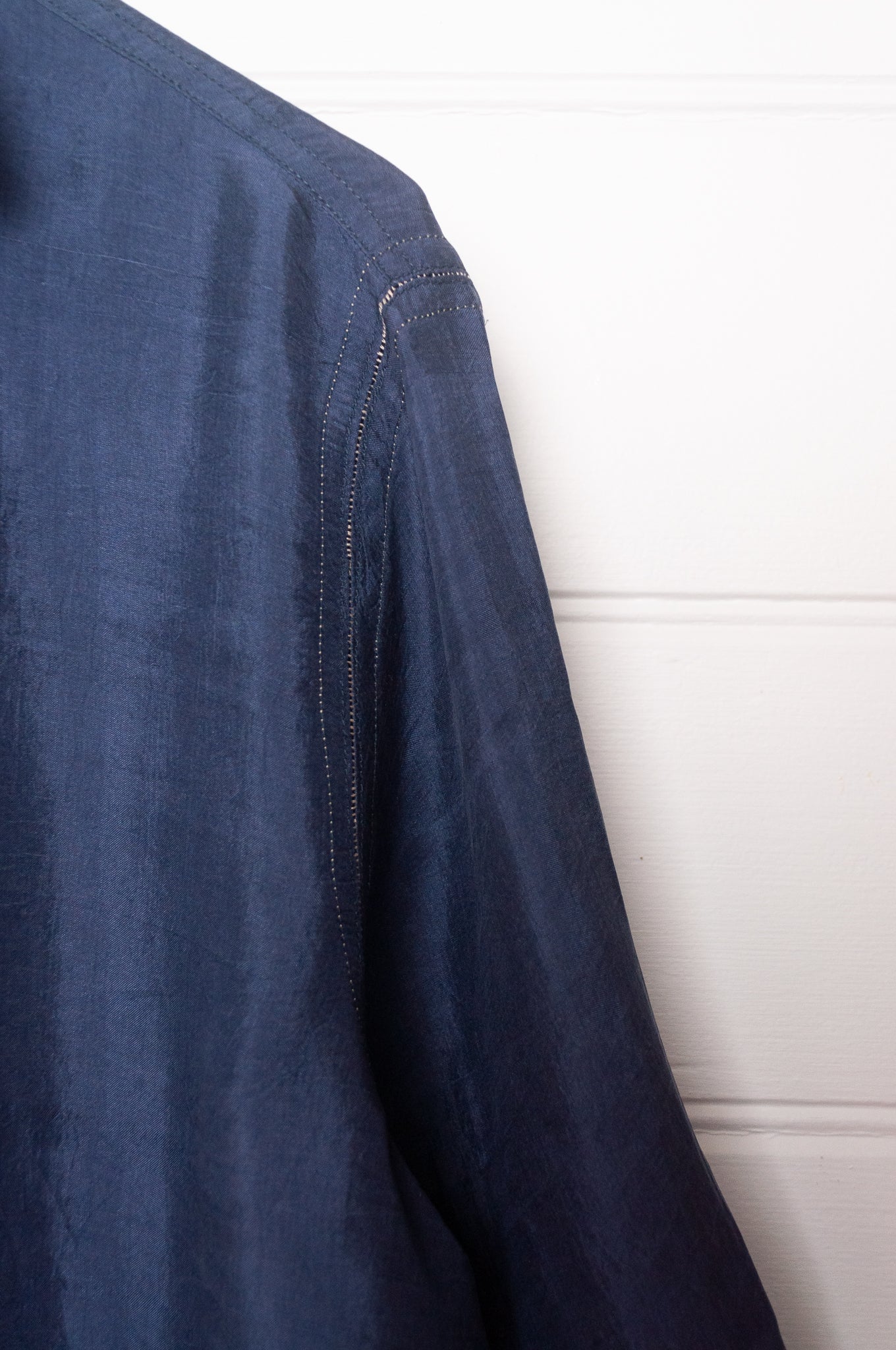 DVE Arha silk button up shirt in navy blue.