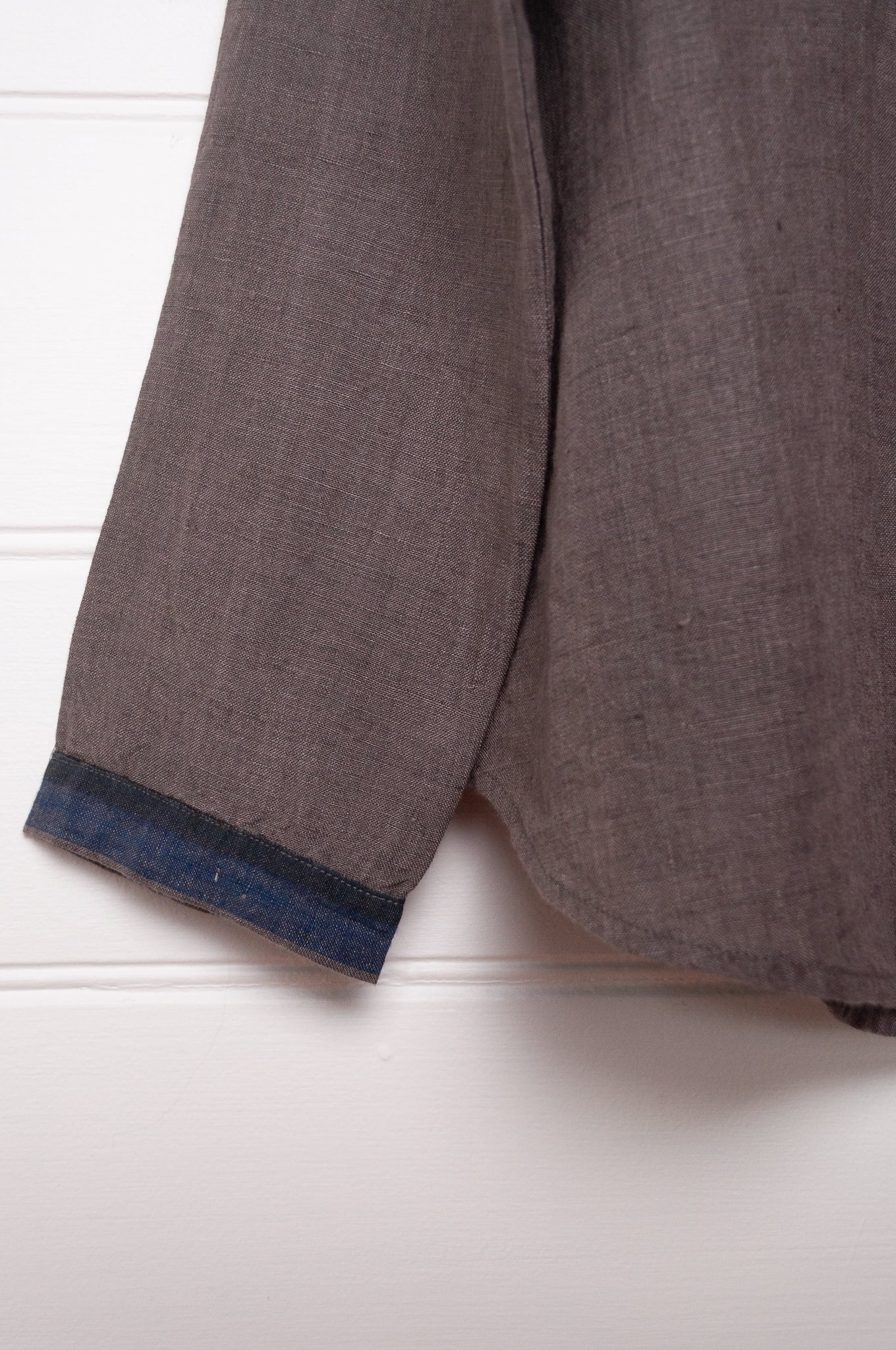 DVE Gargi linen blouse pintucked and ruched bodice in storm grey.