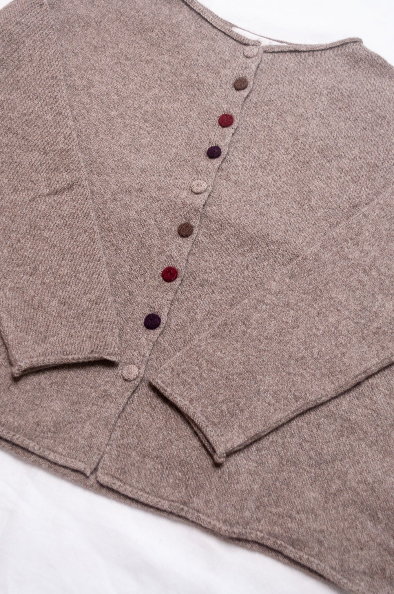 One size reversible baby yak wool cardigan in natural.