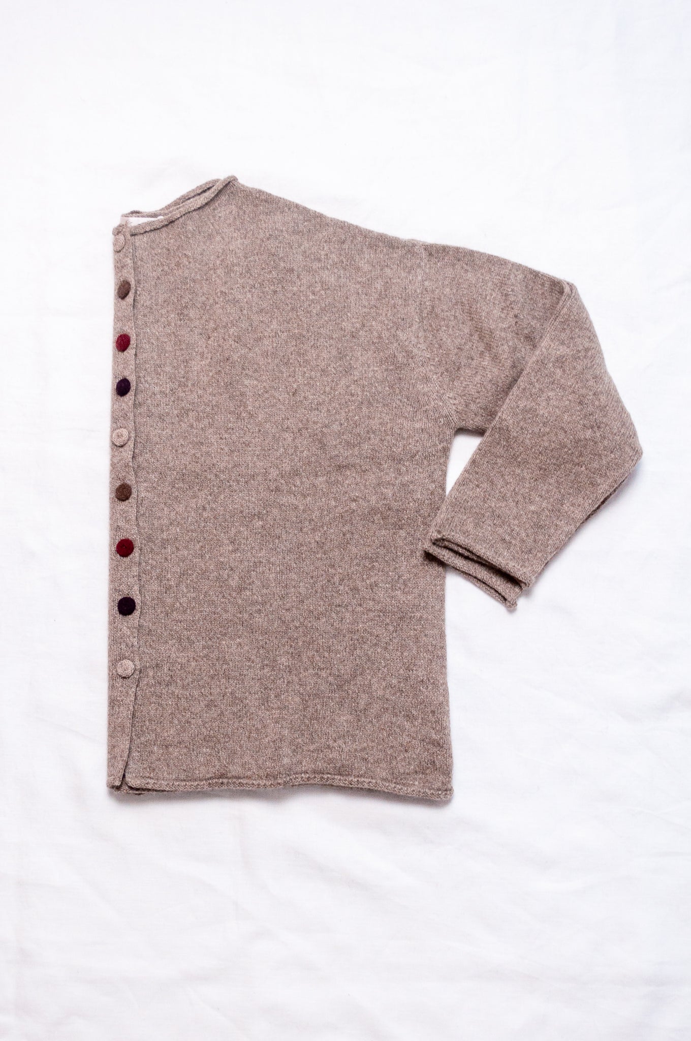 One size reversible baby yak wool cardigan in natural.