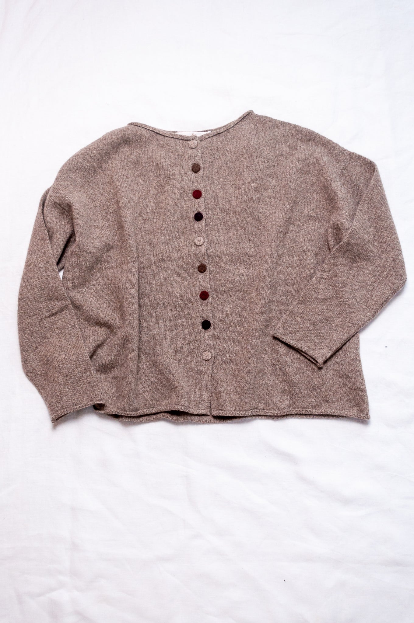 One size reversible baby yak wool cardigan in natural.