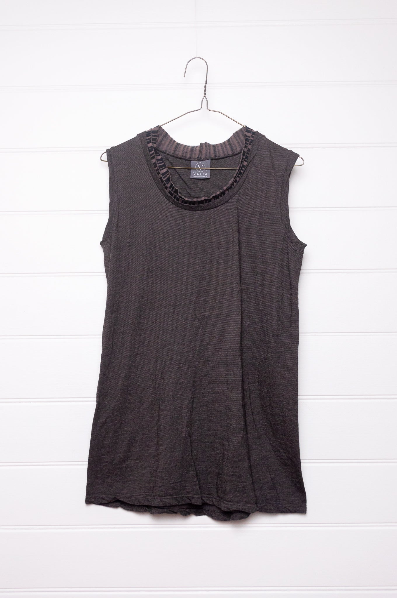 Valia merino wool Matilda tank top in slate charcoal grey.
