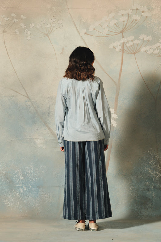 DVE Dityaa indigo handloom cotton wide leg pants.