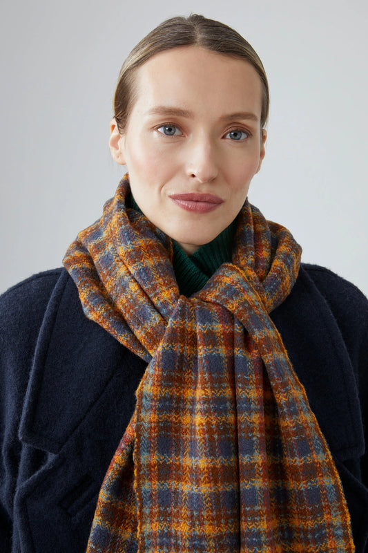 Moismont fine wool scarf McInnes tartan in Toffee.