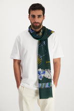 Load image into Gallery viewer, InouI Editions fine wool scarf Iconique featuring classic Inoui illustrations on dark green.
