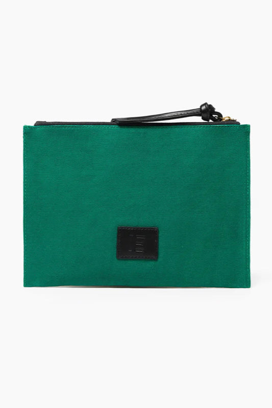 Inoui Editions cotton embroidered pouch Poseidon green.