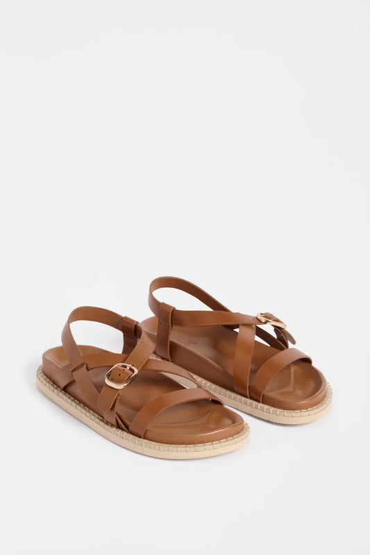 Elk Kilsa sandal minimal strappy style in natural tan leather.