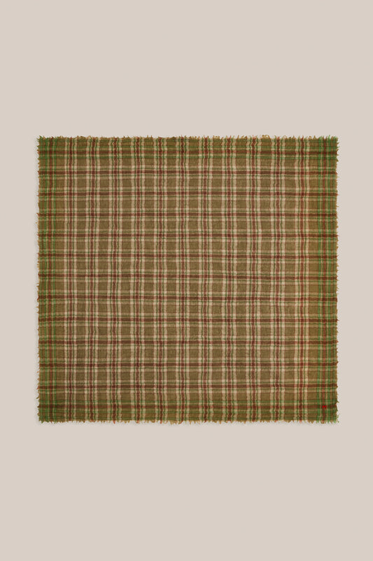 Moismont pure wool square Magda scarf in green and brown.