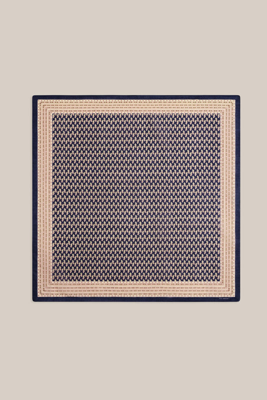 Moismont fine cotton paisley scarf Phedre in navy blue, brown and taupe.