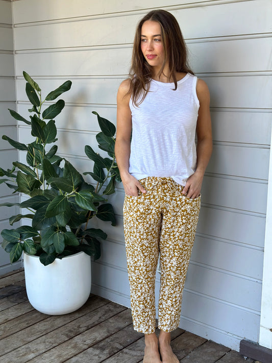 Frockk Jessie linen pants - turmeric floral