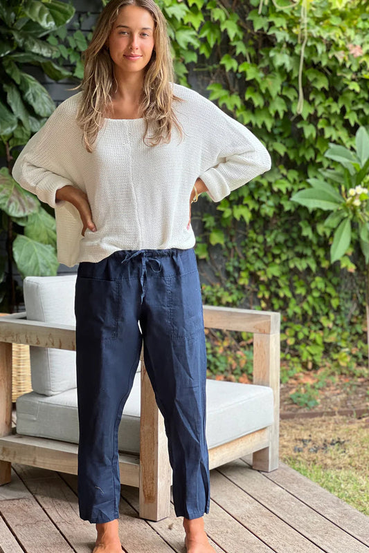 Frockk navy linen Jessie pants.