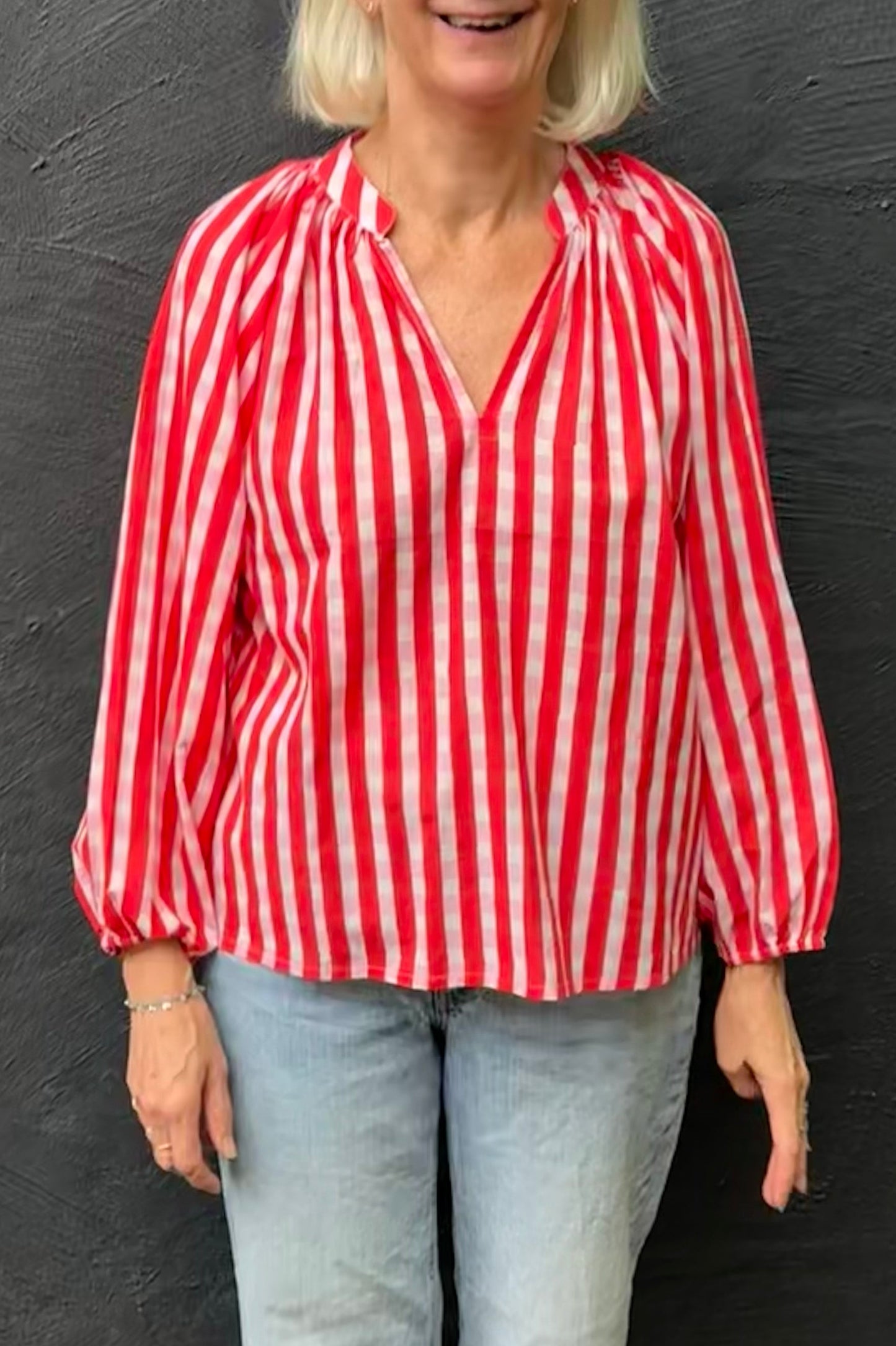 Deepa blockprint blouse - raspberry sorbet