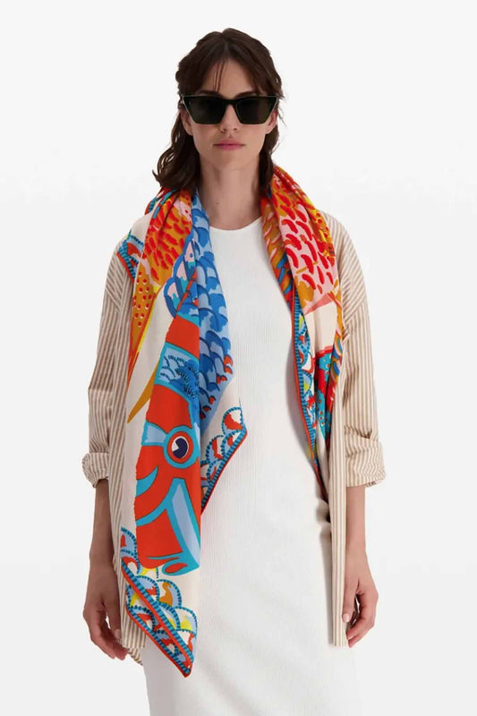 Inouï Editions scarf - Tango orange carre