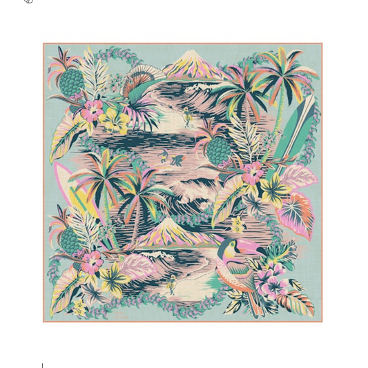 Inoui Editions silk cotton carre square scarf Hawaii turquoise.