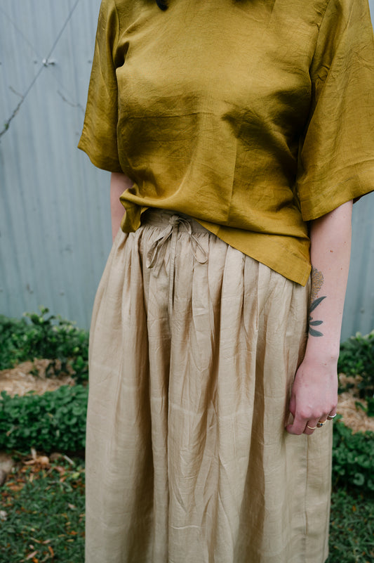 Studio Within x Juniper Hearth silk skirt in oatmeal.