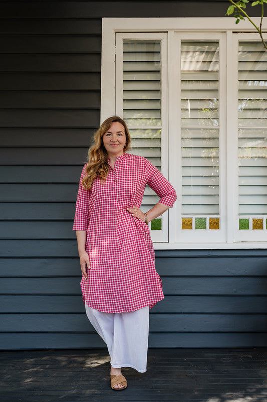 Lotus Veda Hope kurta - pink checks