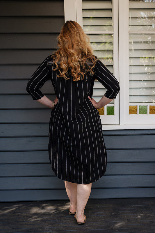 Lotus Veda Hope kala cotton kurta - black stripe