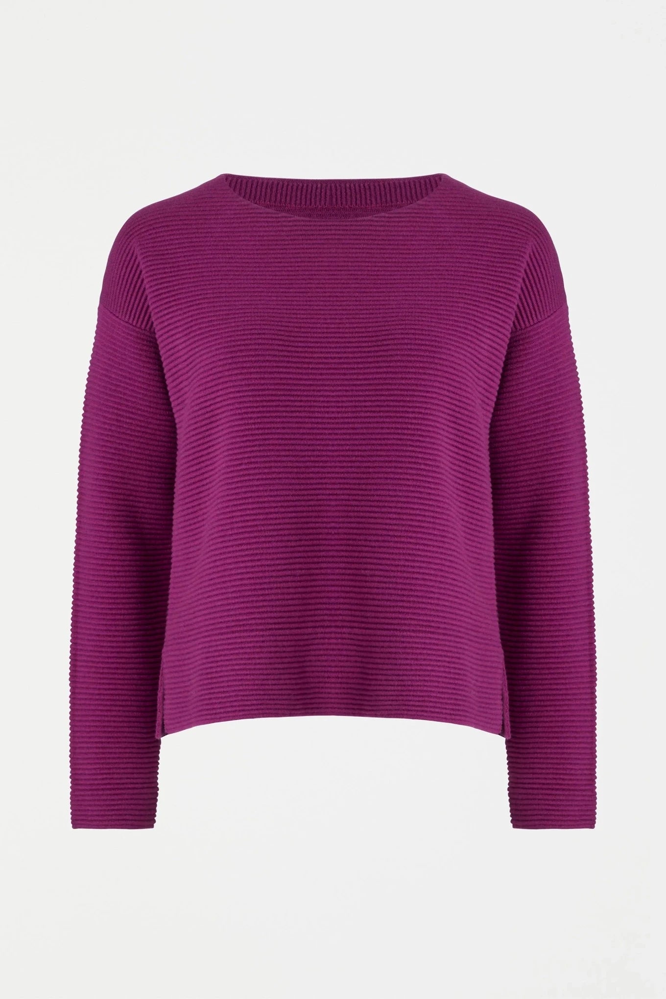 Elk the Label Neui ottoman knit cotton merino sweater in magenta pink.