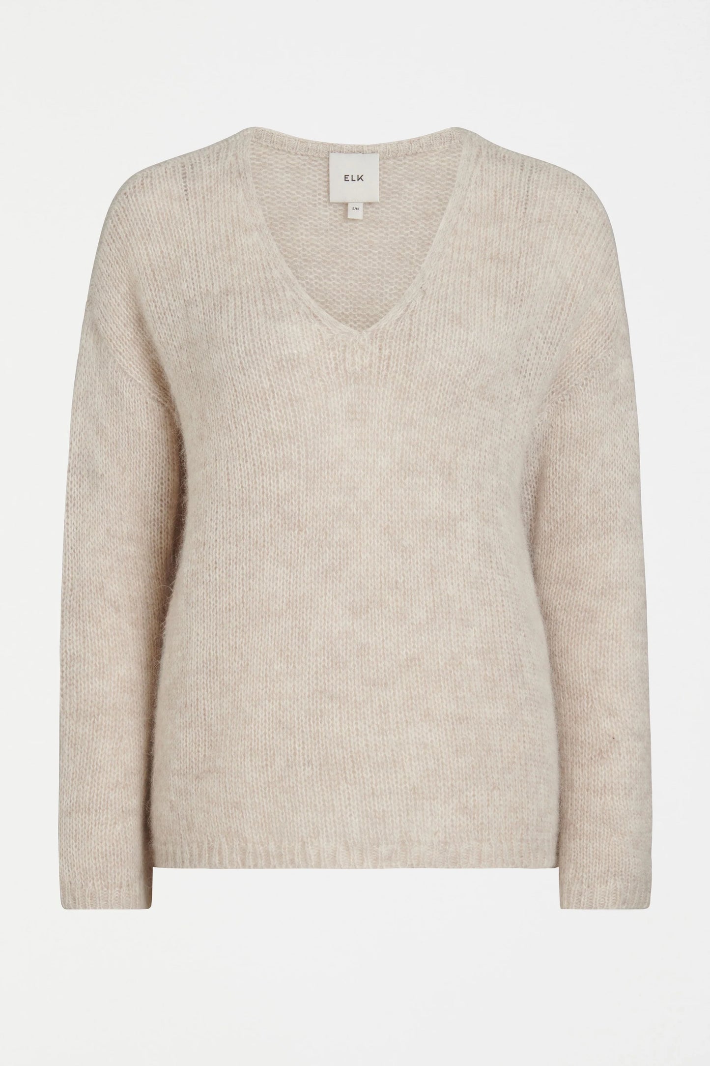 Elk Anken sweater V-neck alpaca wool blend in ecru.