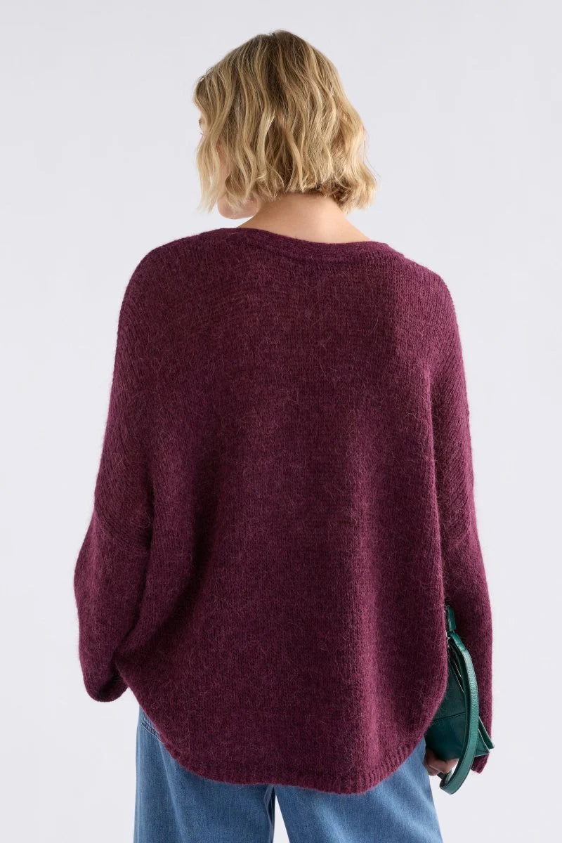 Elk Agna sweater in merlot deep grape.