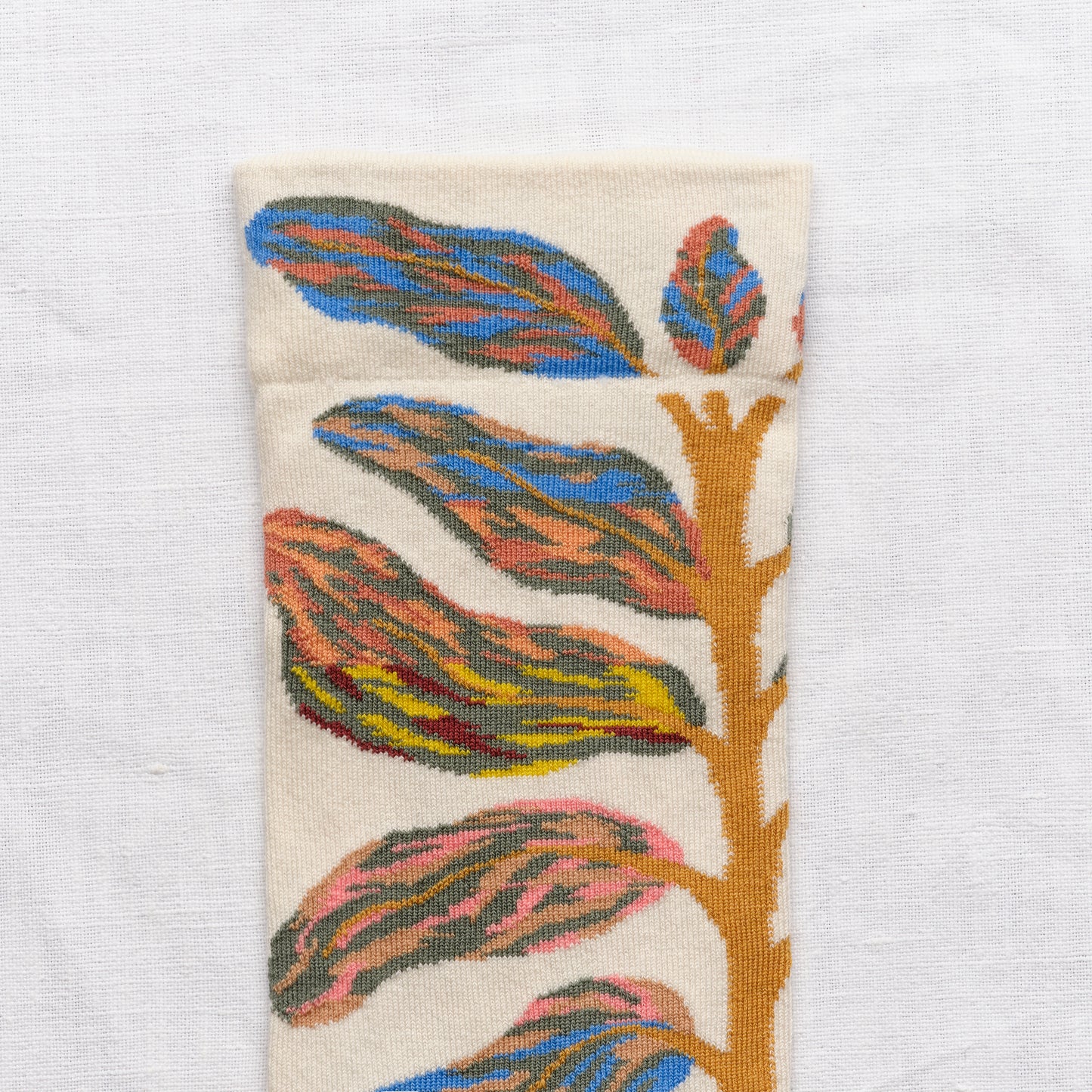 Bonne Maison patterned socks natural leaves.