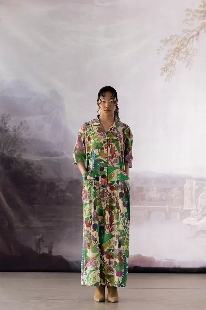 Yavi Laura dress, floral print cotton shirt dress.