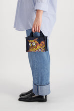 Load image into Gallery viewer, Inoui Editions mini caprice cross body tote bag Hulule floral owls on navy.