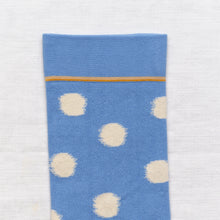 Load image into Gallery viewer, Bonne Maison cotton socks white spots on Aegean blue.