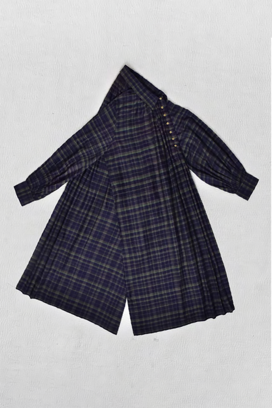 Maku Asther loose fittimg dress, cotton silk check with jamdani.