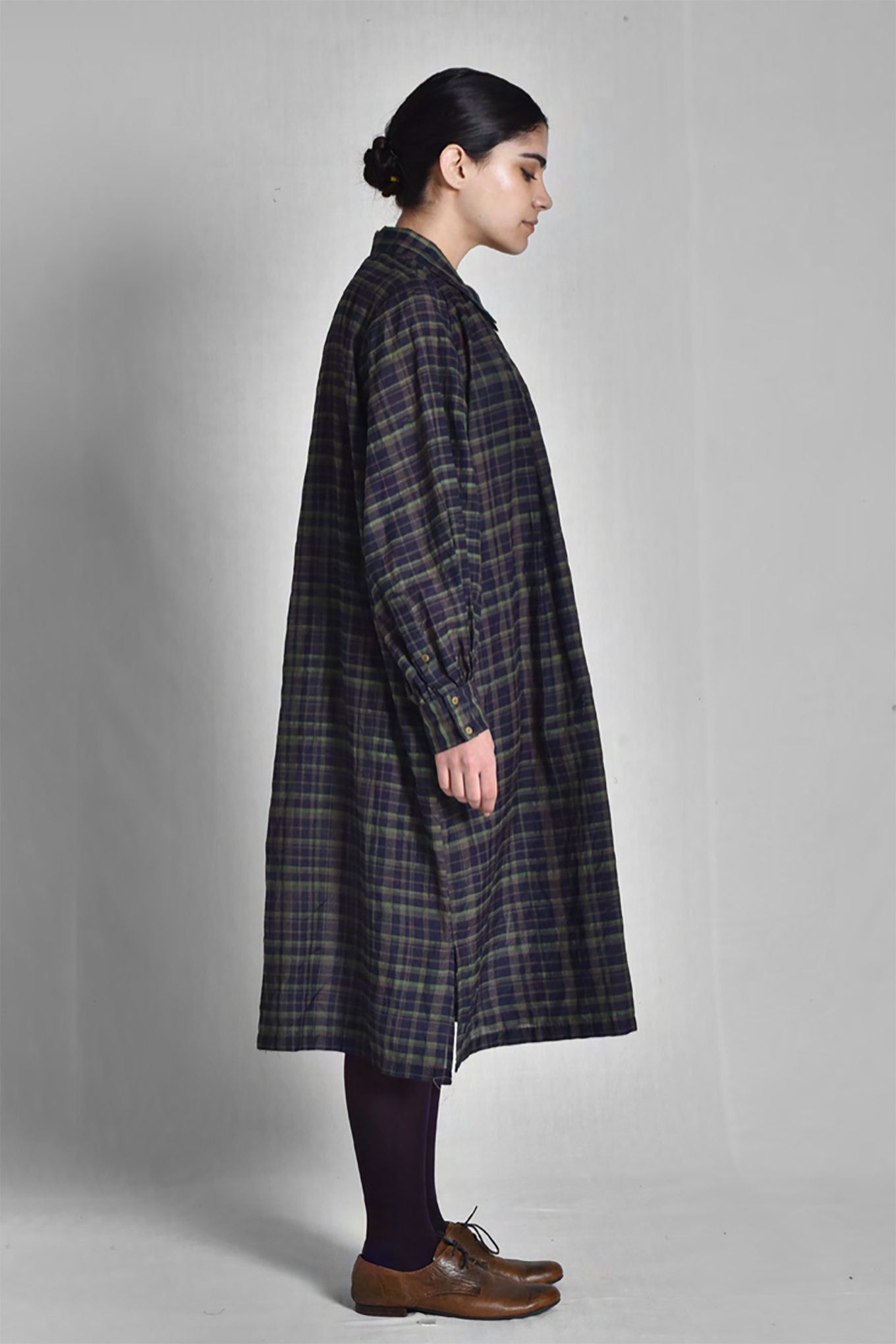 Maku Asther loose fittimg dress, cotton silk check with jamdani.