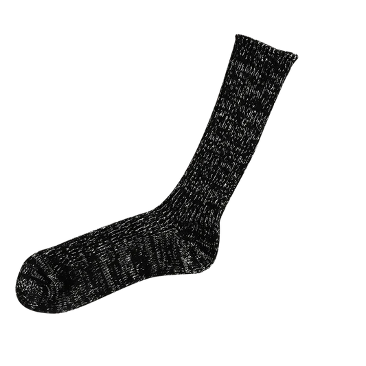 Nishiguchi Kutsushita Boston cotton and hemp socks in midnight ink blue.