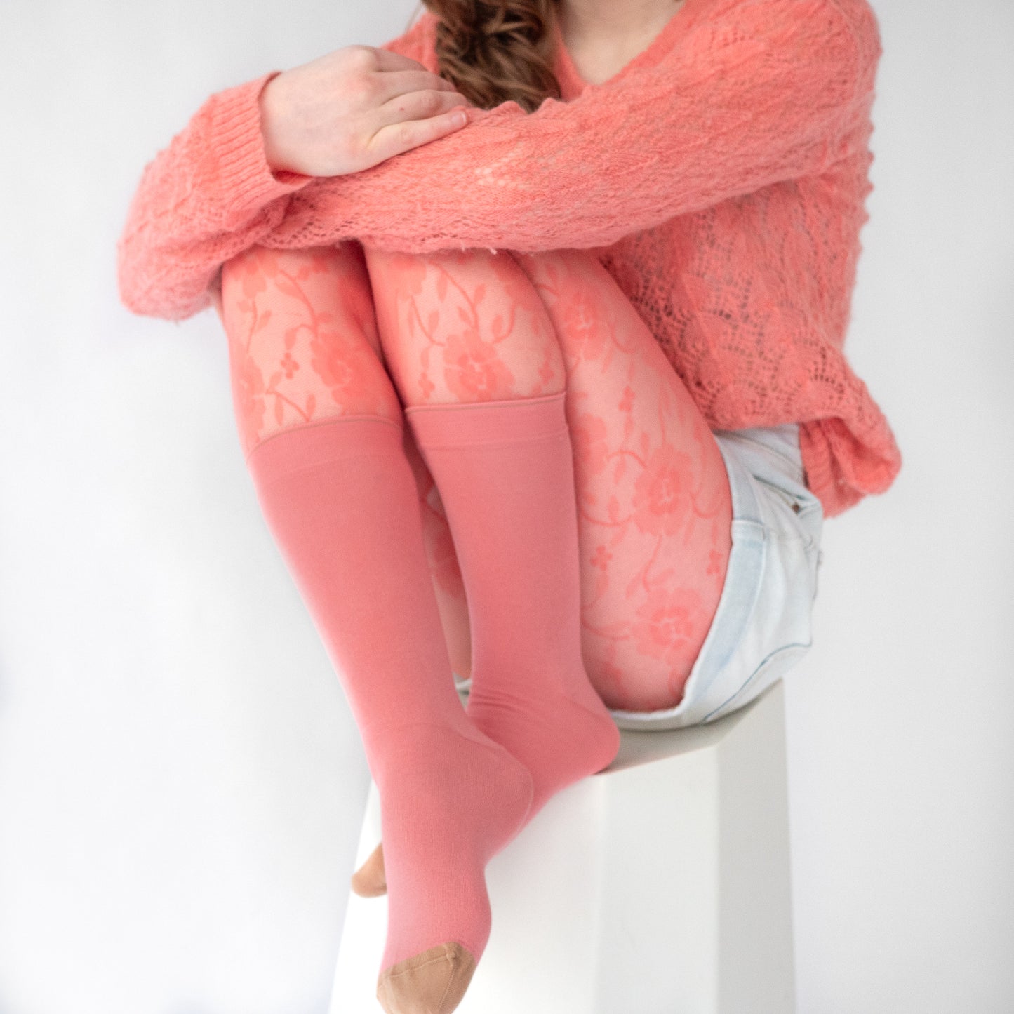 Bonne Maison Fresh pink cotton sock, made in France.