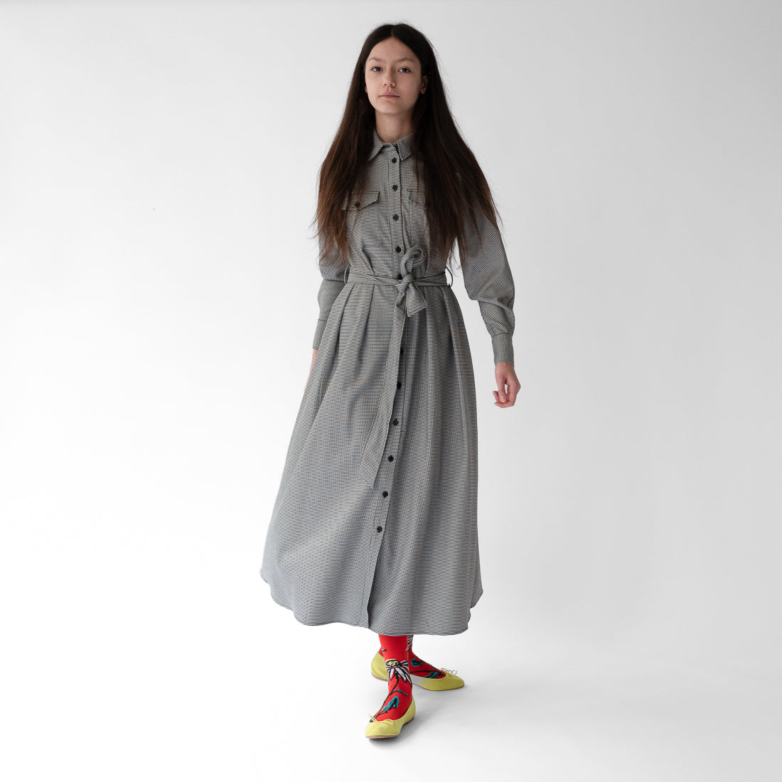 Bonne Maison vermilion flower cotton socks.