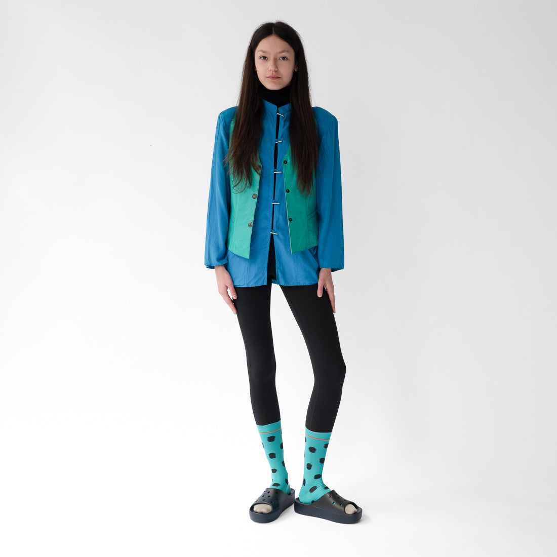 Bonne Maison Polka dot viridien cotton socks.