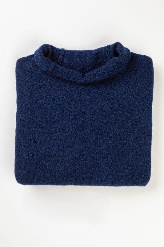 Eribe Corry raglan sweater in regatta blue.