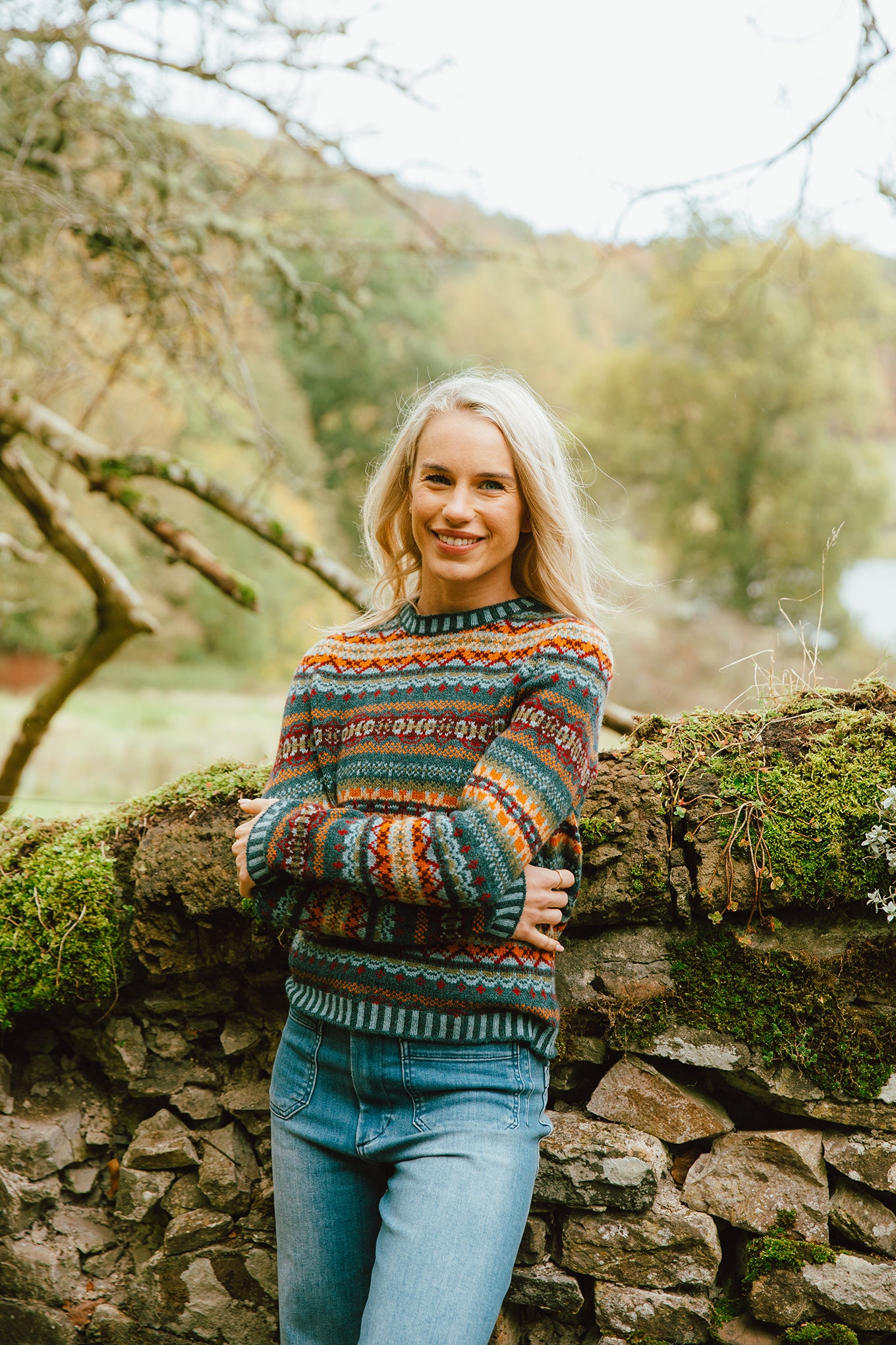 Eribe Kinross merino fairisle sweater in Prelude.