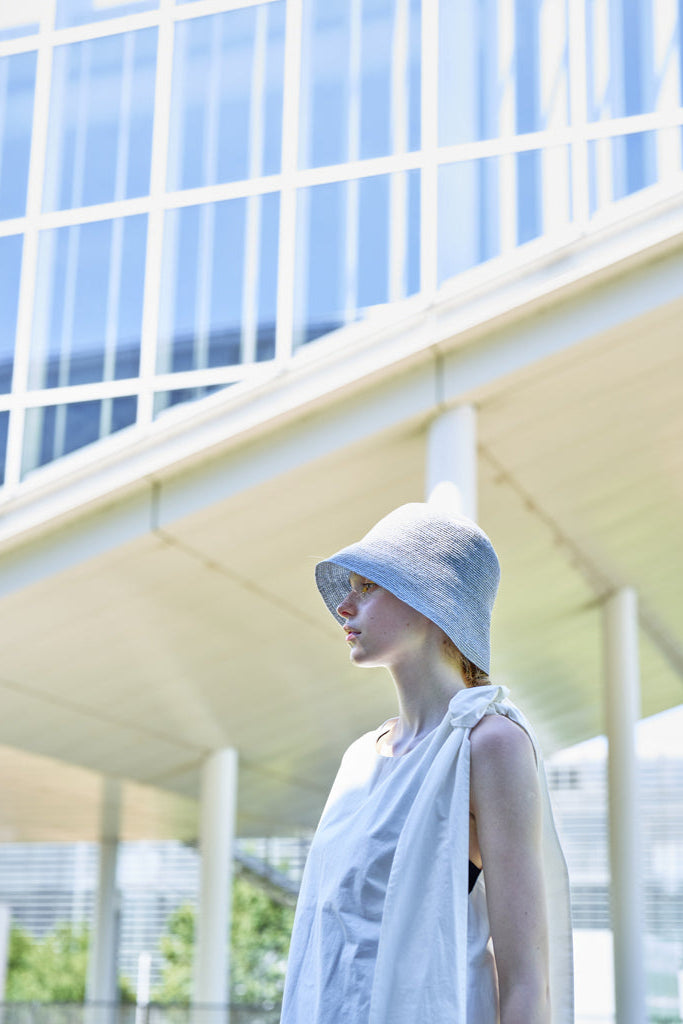 PCNQ made in Japan Hina bucket hat in sax blue.