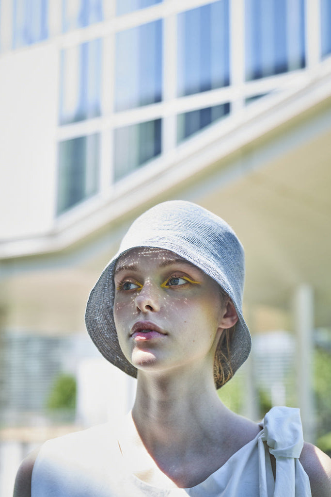 PCNQ made in Japan Hina bucket hat in sax blue.