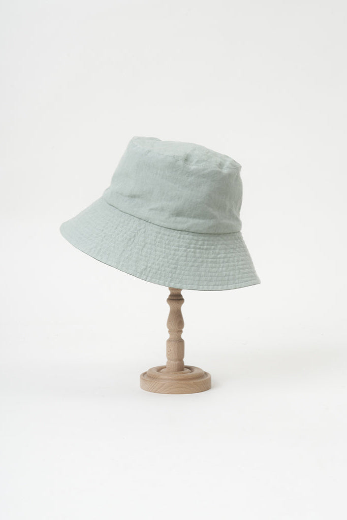 PCNQ Luna made in Japan mint green foldable linen fabric bucket hat.