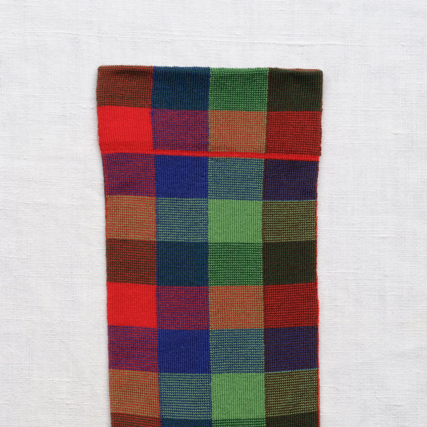 Bonne Maison cotton multico check socks in carnation.