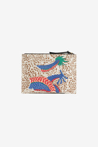 Inoui Editions cotton canvas zippered pouch featuring dragon print.