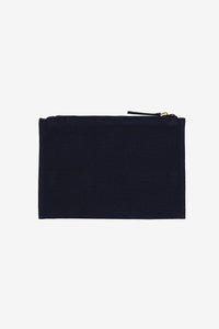 Inoui Editions embroidered pouch featuring the Iconique design on navy.