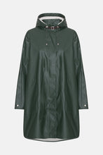 Load image into Gallery viewer, Ilse Jacobsen Rain71 classic A-line raincoat with detachable hood in Beetle deep green.