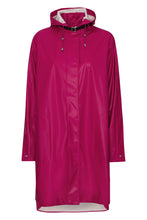 Load image into Gallery viewer, Ilse Jacobsen Rain71 classic A-line raincoat with detachable hood in Sangria deep pink.