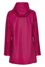 Load image into Gallery viewer, Ilse Jacobsen Rain87 classic raincoat with hood in Sangria deep pink.