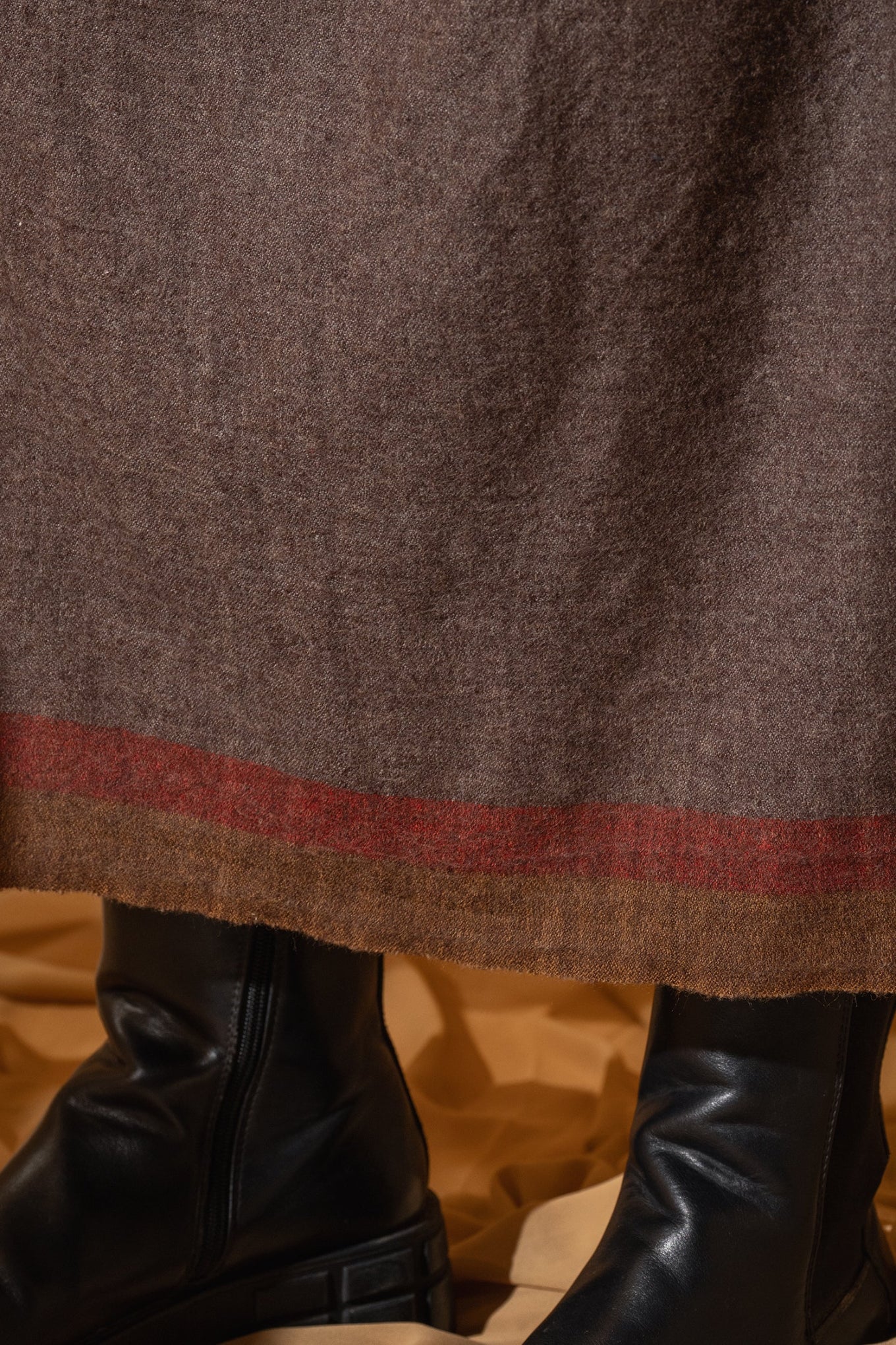 DVE Collection brown melange pure wool Isha skirt.