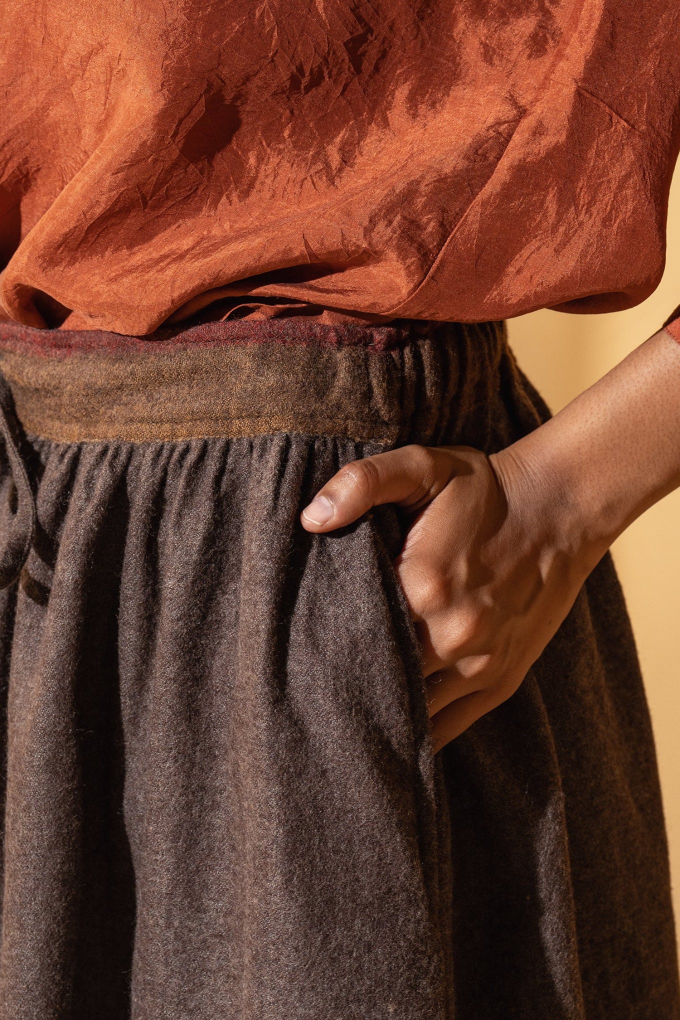 DVE Collection brown melange pure wool Isha skirt.